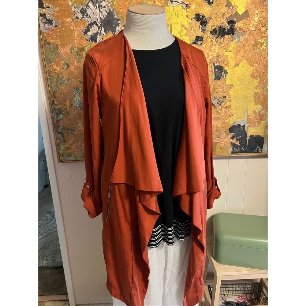 NWT Eliane Rose Burnt Orange Tencel Duster Asymmetrical Jacket XL
